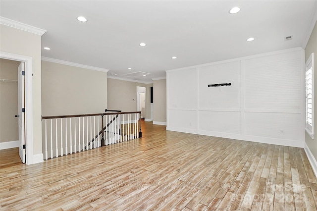 11052 Preservation Park Dr, Charlotte, NC 28214 - spare room with light wood finished floors, recessed lighting, crown molding, and baseboards