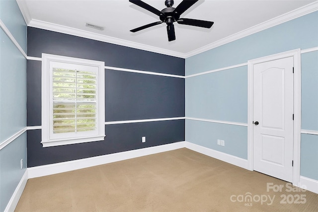 11052 Preservation Park Dr, Charlotte, NC 28214 - carpeted empty room with a ceiling fan, crown molding, and baseboards