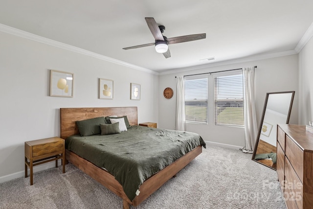 15023 Longmoore Dr, Charlotte, NC 28278 - bedroom featuring baseboards, carpet floors, ornamental molding, and a ceiling fan