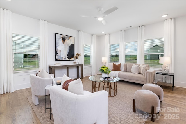 32616 Millingport Rd Unit 7144, New London, NC 28127 - living area featuring wood finished floors, ceiling fan, plenty of natural light, and recessed lighting