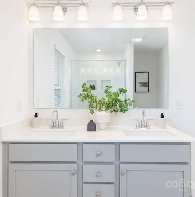 32616 Millingport Rd Unit 7144, New London, NC 28127 - bathroom featuring double vanity and a shower stall