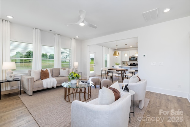 32616 Millingport Rd Unit 7144, New London, NC 28127 - living area featuring ceiling fan, light wood-type flooring, and recessed lighting