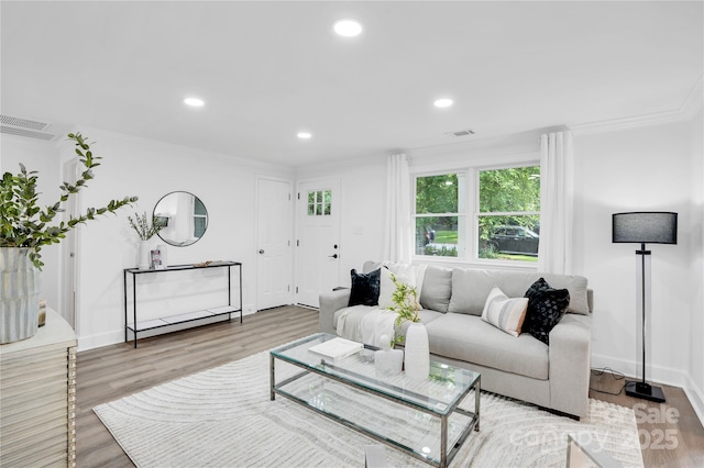 9826 Meringue Pl Unit 15, Charlotte, NC 28270 - living area with ornamental molding, recessed lighting, wood finished floors, and baseboards