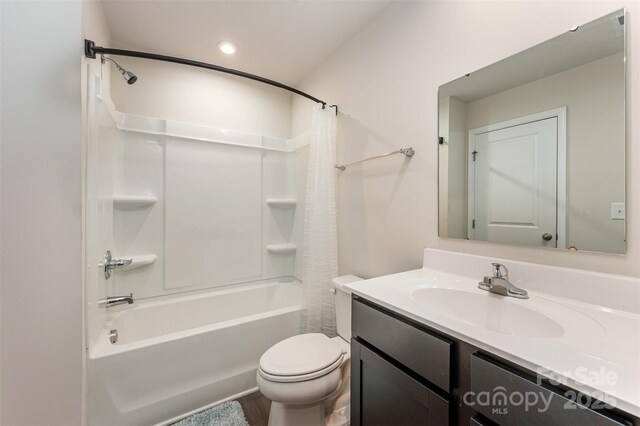 2037 Langer St, Charlotte, NC 28214 - full bathroom featuring shower / bath combo, vanity, and toilet