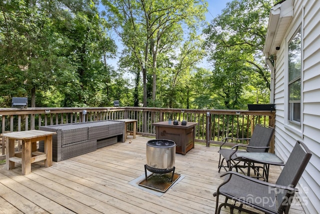 800 Woodlawn St, Belmont, NC 28012 - deck with outdoor lounge area and view of wooded area