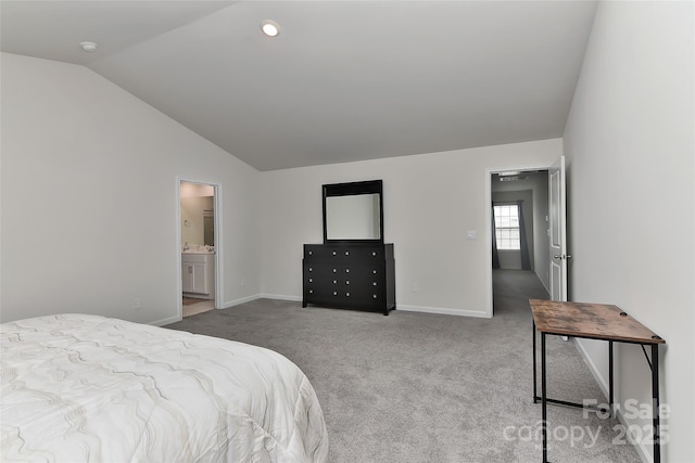 9505 Cotswood Pl, Gastonia, NC 28056 - carpeted bedroom with vaulted ceiling and connected bathroom