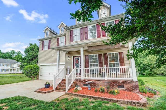 1503 Stoney Ct, York, SC 29745 - view of front of home featuring covered porch, driveway, an attached garage, and a front yard