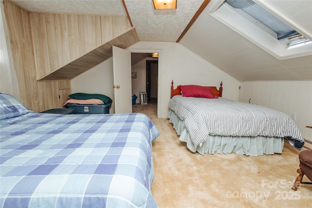 773 Peppers Creek Rd, Marion, NC 28752 - bedroom with carpet floors, lofted ceiling, and wooden walls
