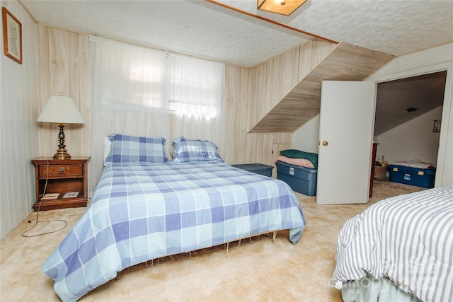 773 Peppers Creek Rd, Marion, NC 28752 - bedroom featuring carpet flooring and wood walls