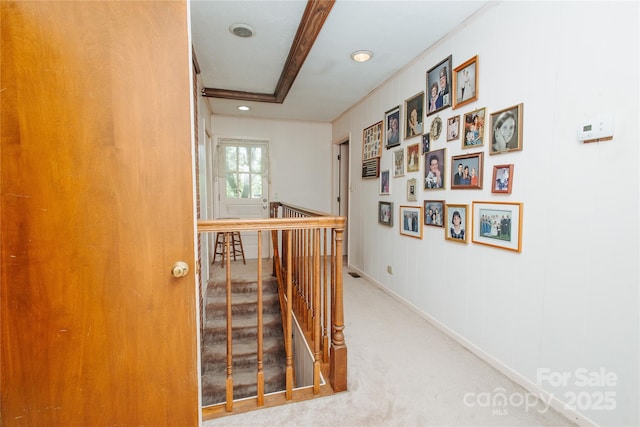 773 Peppers Creek Rd, Marion, NC 28752 - hallway featuring an upstairs landing, carpet floors, baseboards, and recessed lighting