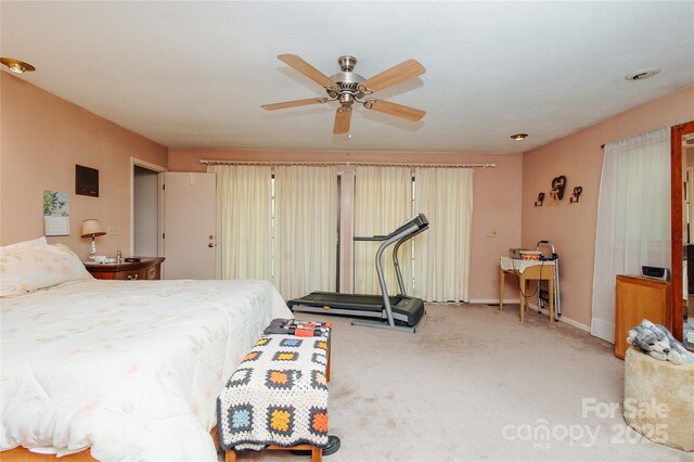 773 Peppers Creek Rd, Marion, NC 28752 - bedroom with light carpet, baseboards, and ceiling fan