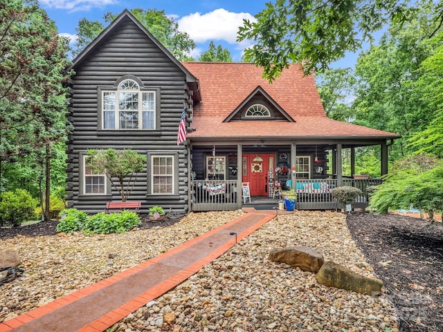 321 River Ridge Parkway, Rutherfordton, NC 28139 - log home featuring a porch and log siding