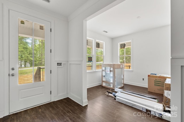 4315 Palm Dr, Denver, NC 28037 - entrance foyer featuring healthy amount of natural light, wood finished floors, and a wainscoted wall