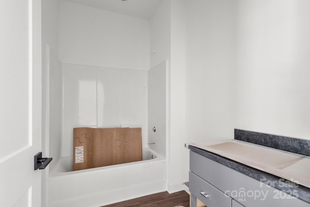 4315 Palm Dr, Denver, NC 28037 - full bathroom featuring vanity, wood finished floors, and bathtub / shower combination