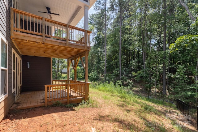 4315 Palm Dr, Denver, NC 28037 - view of yard with a wooden deck and ceiling fan