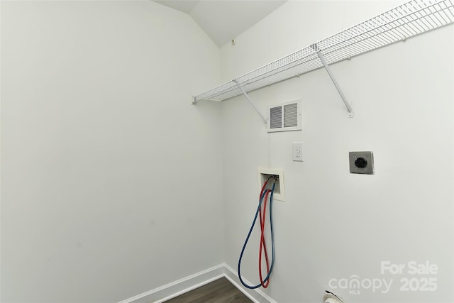 1890 Sandal Brook Rd, Fort Mill, SC 29707 - laundry room featuring washer hookup, electric dryer hookup, baseboards, and dark wood-style floors