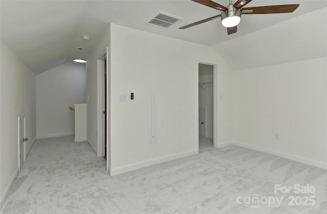 1890 Sandal Brook Rd, Fort Mill, SC 29707 - bonus room with vaulted ceiling, light carpet, a ceiling fan, and baseboards