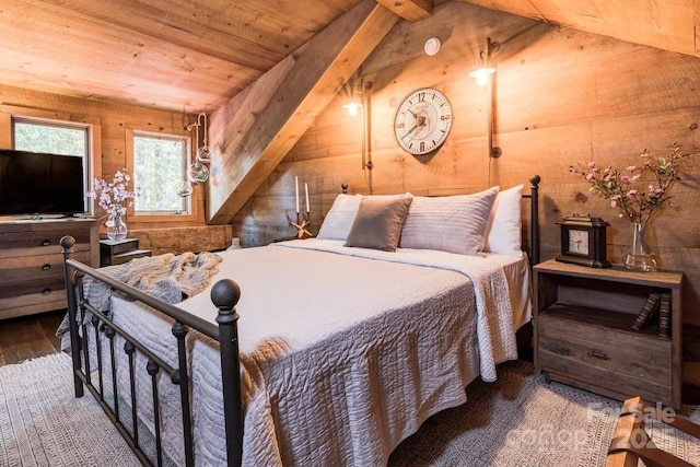 30 Wagon Mountain Dr, Weaverville, NC 28787 - bedroom with wooden walls, wood finished floors, and wooden ceiling