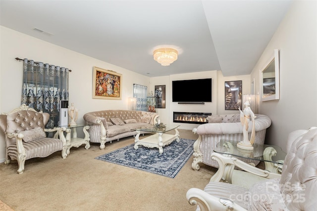 12822 Plumleaf Dr, Charlotte, NC 28213 - carpeted living room with a glass covered fireplace and baseboards