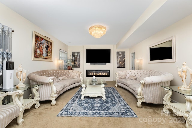 12822 Plumleaf Dr, Charlotte, NC 28213 - carpeted living area featuring a glass covered fireplace