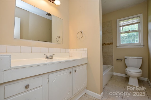 923 Yuma St, Charlotte, NC 28213 - bathroom with vanity, toilet, tile patterned flooring, baseboards, and shower / tub combination