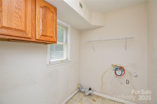 923 Yuma St, Charlotte, NC 28213 - laundry area featuring cabinet space, baseboards, and hookup for a washing machine
