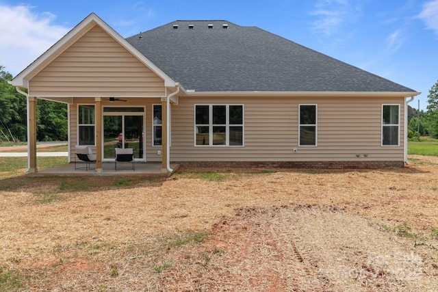 4949 Rimer Rd Unit 4, Concord, NC 28025 - back of house with ceiling fan, a patio, and roof with shingles