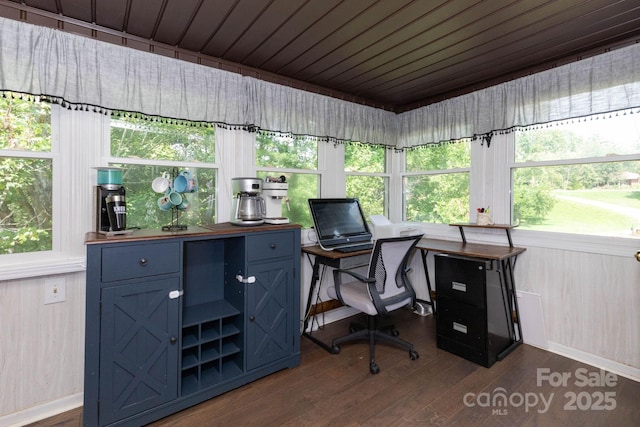 15 Gaddy Rd, Weaverville, NC 28787 - home office with dark wood finished floors and wooden ceiling
