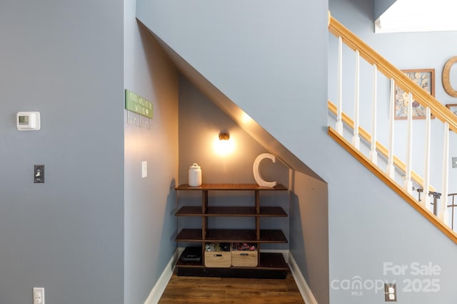 556 Knighton Hill Rd, Rock Hill, SC 29732 - stairs with wood finished floors and baseboards