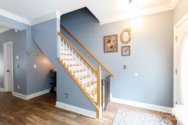 556 Knighton Hill Rd, Rock Hill, SC 29732 - foyer with crown molding, wood finished floors, stairs, and baseboards