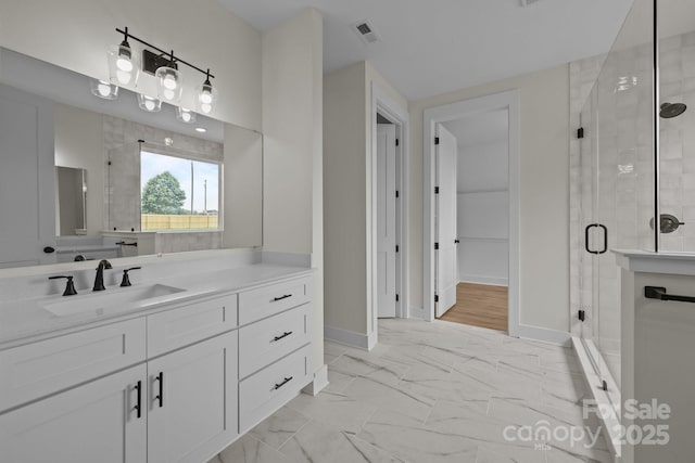 4975 Rimer Rd Unit 1, Concord, NC 28025 - full bath with a shower stall, vanity, and marble finish flooring