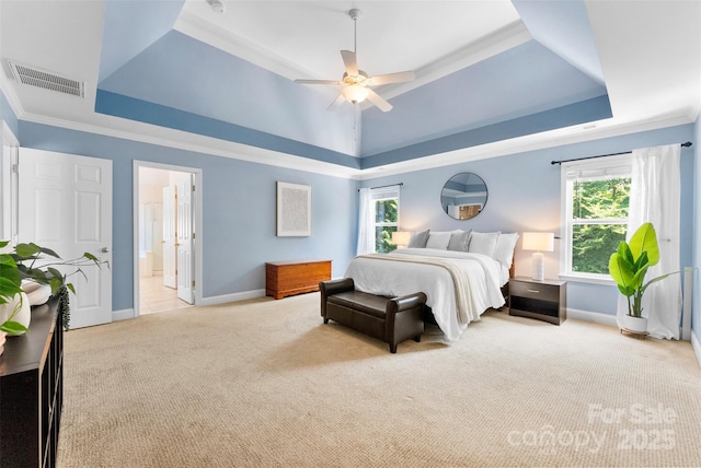6300 Latta Springs Cir, Huntersville, NC 28078 - bedroom featuring a raised ceiling, carpet, baseboards, and ornamental molding