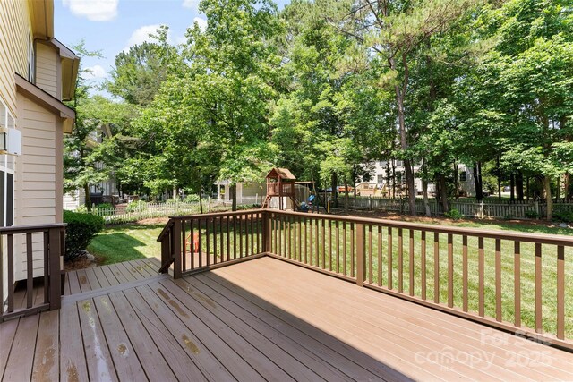 6300 Latta Springs Cir, Huntersville, NC 28078 - wooden terrace featuring a playground