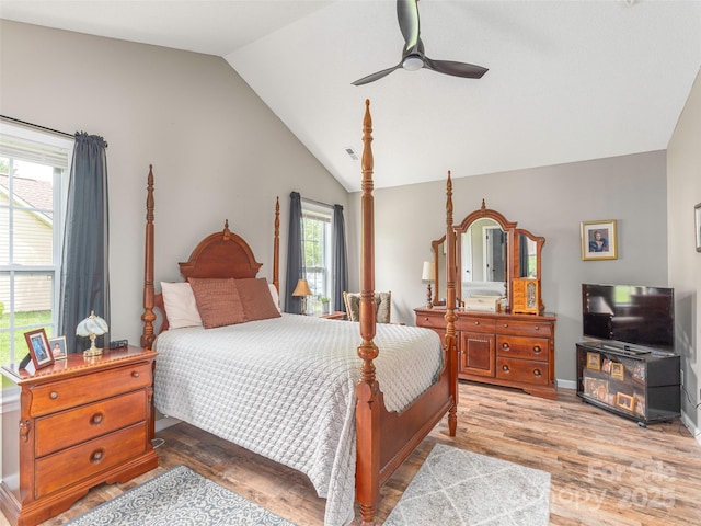 379 Running Briar Rd, Fletcher, NC 28732 - bedroom featuring vaulted ceiling, wood finished floors, and ceiling fan