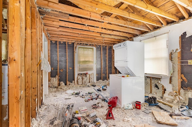 2308 Vanderbilt Rd, Charlotte, NC 28206 - below grade area featuring stacked washer and clothes dryer