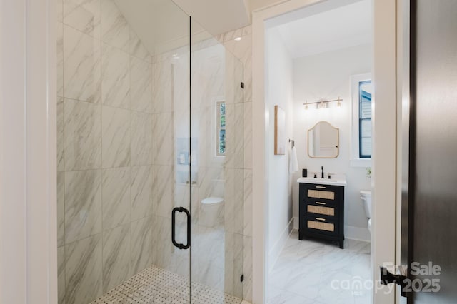 1625 Club Rd, Charlotte, NC 28205 - bathroom featuring a stall shower and vanity