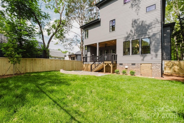 1625 Club Rd, Charlotte, NC 28205 - back of house featuring stairway, a fenced backyard, and crawl space
