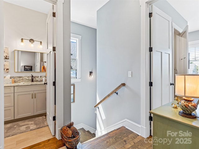 294 W Main St, Brevard, NC 28712 - stairs featuring wood finished floors and baseboards