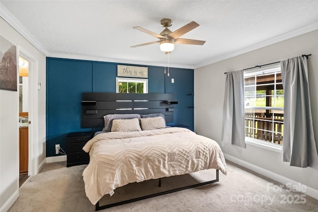 2021 Beamguard Rd, Clover, SC 29710 - carpeted bedroom featuring baseboards, ornamental molding, and ceiling fan