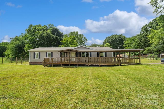 2021 Beamguard Rd, Clover, SC 29710 - back of house featuring a wooden deck, a yard, and crawl space