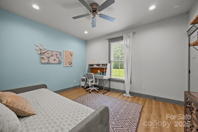 187 Olde Cobblestone Dr, Bostic, NC 28018 - bedroom featuring wood finished floors, recessed lighting, an office area, and ceiling fan