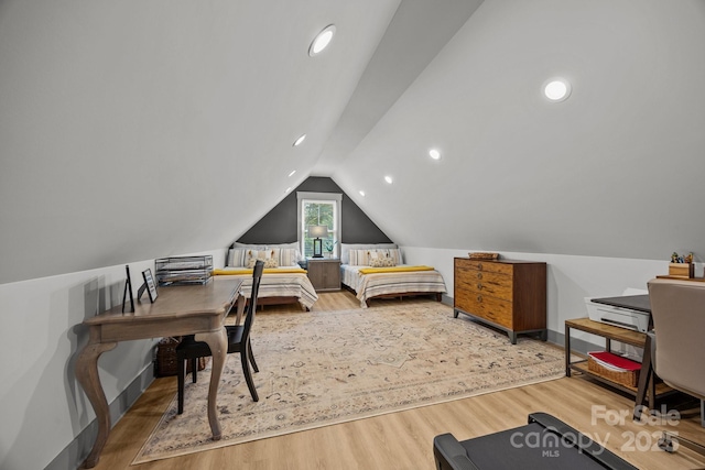 187 Olde Cobblestone Dr, Bostic, NC 28018 - bedroom with wood finished floors and lofted ceiling