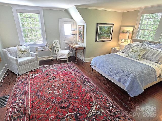 1051 14th Avenue Dr NW, Hickory, NC 28601 - bedroom with dark wood-style flooring, crown molding, and baseboards