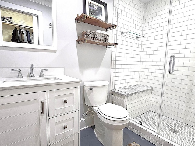 1051 14th Avenue Dr NW, Hickory, NC 28601 - full bath featuring a stall shower, vanity, toilet, and a spacious closet