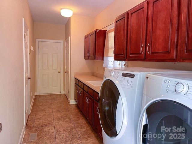 15494 Donnington Dr, Charlotte, NC 28277 - laundry area with cabinet space, separate washer and dryer, and baseboards