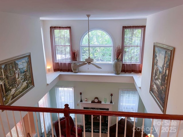 15494 Donnington Dr, Charlotte, NC 28277 - detailed view of ceiling fan and a fireplace