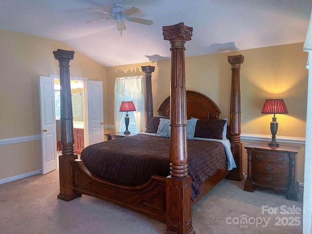 15494 Donnington Dr, Charlotte, NC 28277 - carpeted bedroom featuring vaulted ceiling and baseboards
