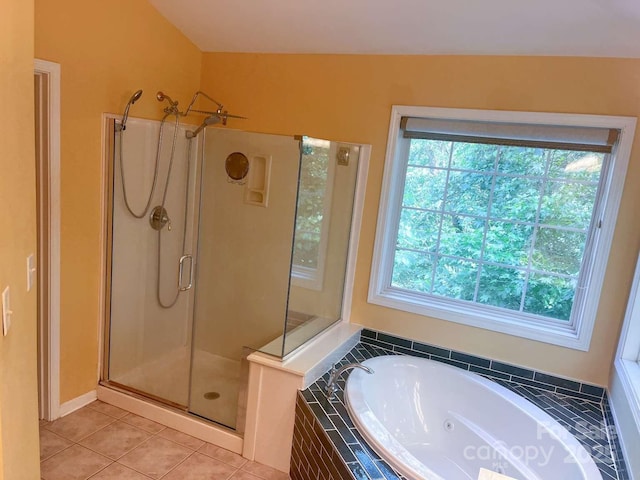 15494 Donnington Dr, Charlotte, NC 28277 - bathroom with a stall shower, a whirlpool tub, and tile patterned flooring