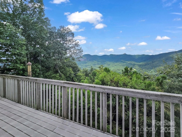 698 Youngs Mountain Dr, Lake Lure, NC 28746 - wooden terrace featuring a mountain view