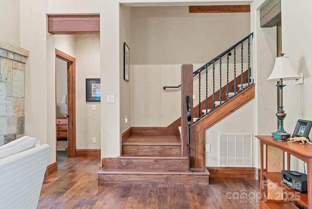 577 Walnut Valley Pkwy, Arden, NC 28704 - staircase with hardwood / wood-style floors and baseboards